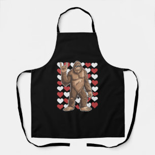 Bigfoot Valentines Day Funny Hearts Sasquatch Love Apron