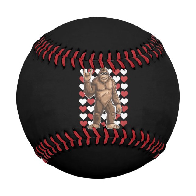 Bigfoot Valentines Day Funny Hearts Sasquatch Love Baseball (Front)
