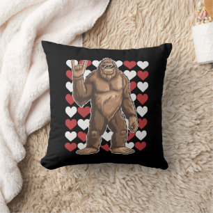Bigfoot Valentines Day Funny Hearts Sasquatch Love Cushion