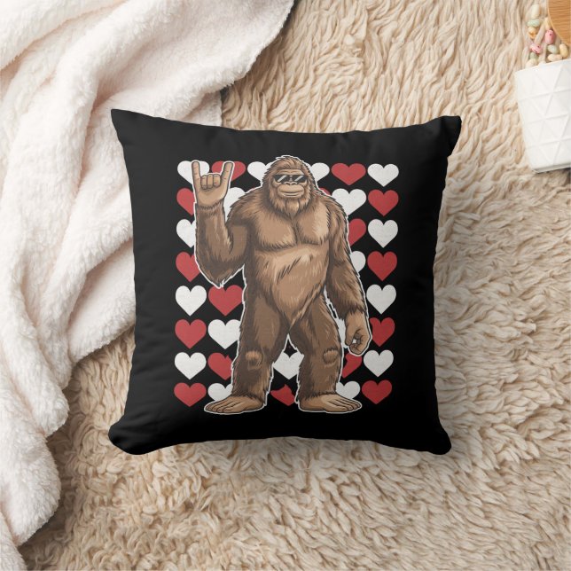 Bigfoot Valentines Day Funny Hearts Sasquatch Love Cushion (Blanket)