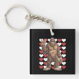 Bigfoot Valentines Day Funny Hearts Sasquatch Love Key Ring