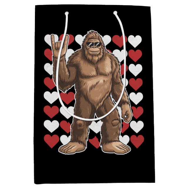 Bigfoot Valentines Day Funny Hearts Sasquatch Love Medium Gift Bag (Front)