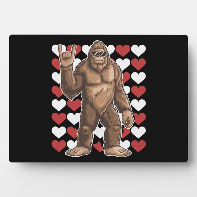 Bigfoot Valentines Day Funny Hearts Sasquatch Love Plaque (Front)