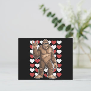 Bigfoot Valentines Day Funny Hearts Sasquatch Love Postcard
