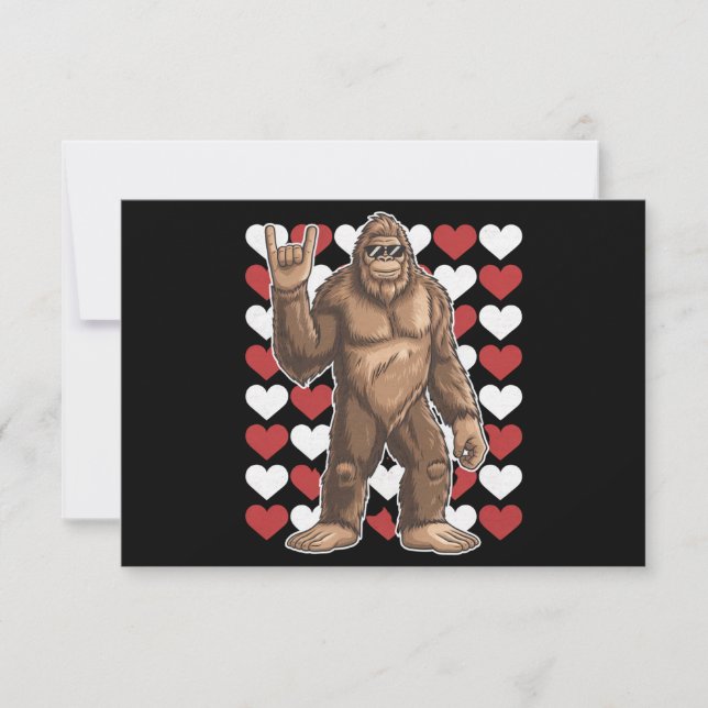 Bigfoot Valentines Day Funny Hearts Sasquatch Love Thank You Card (Front)