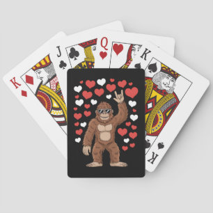 Bigfoot Valentines Day Funny Hearts Sasquatch Playing Cards