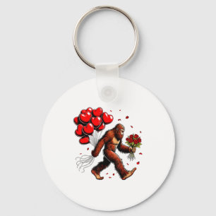 Bigfoot Valentines Day Funny Sasquatch Hearts Love Key Ring