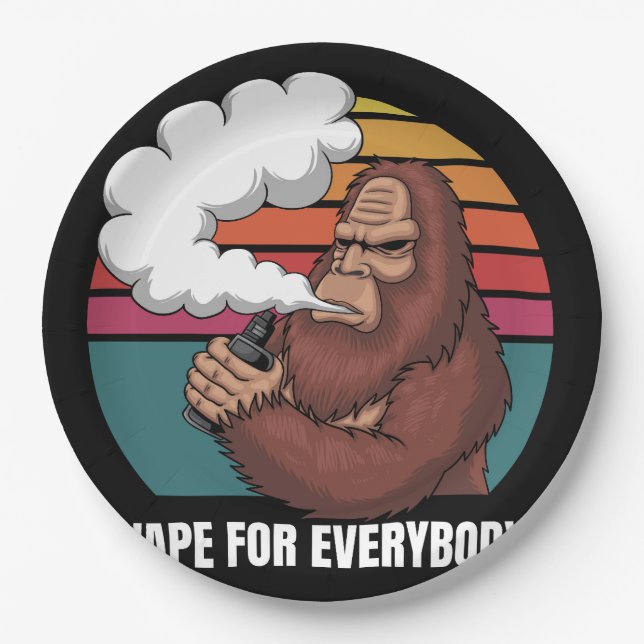 bigfoot vape vector illustration paper plate (Front)