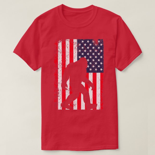Bigfoot Vintage American Flag T-Shirt (Design Front)