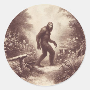 Bigfoot Vintage Illustration Folklore Classic Round Sticker