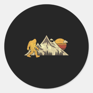 Bigfoot Vintage Mountain Sun Sasquatch Camping Hik Classic Round Sticker
