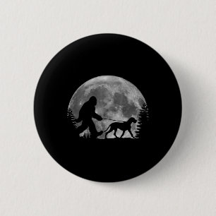 Bigfoot Walking A Dog Funny Great Dane Lovers Moon 6 Cm Round Badge
