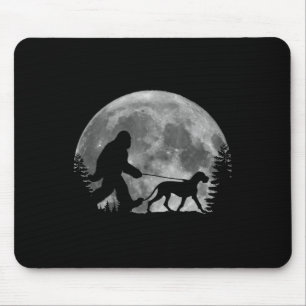 Bigfoot Walking A Dog Funny Great Dane Lovers Moon Mouse Mat