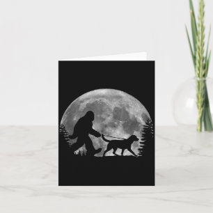 Bigfoot Walking A Dog Labrador Retriever Dad Moon Card