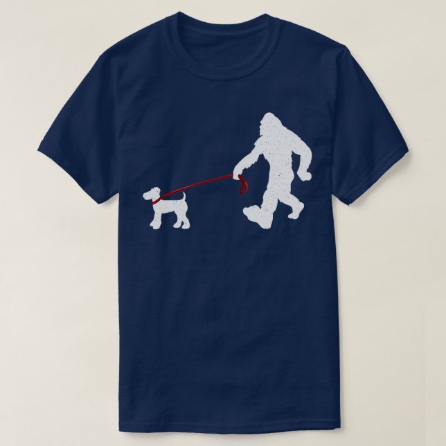 Bigfoot Walking Airedale Terrier Funny Bigfoot amp T-Shirt (Design Front)