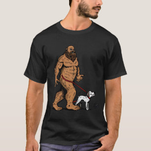 Bigfoot Walking Boston Terrier Shirt, Dog Walker  T-Shirt