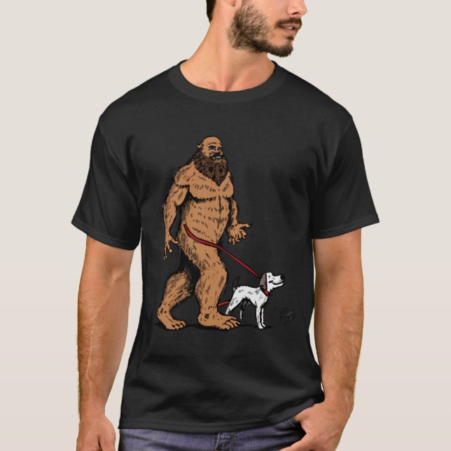 Bigfoot Walking Boston Terrier Shirt, Dog Walker  T-Shirt (Front)