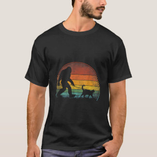 Bigfoot Walking Cat Sasquatch Black Cat Lover Gift T-Shirt