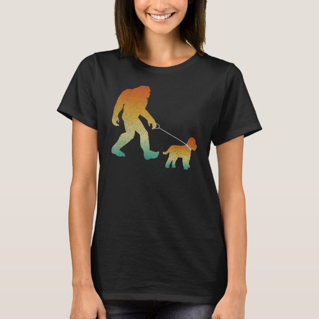 Bigfoot Walking Cockapoo Funny Sasquatch Pet Dog T-Shirt (Front)