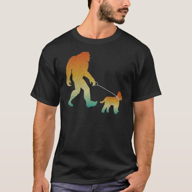 Bigfoot Walking Cockapoo Funny Sasquatch Pet Dog T-Shirt (Front)