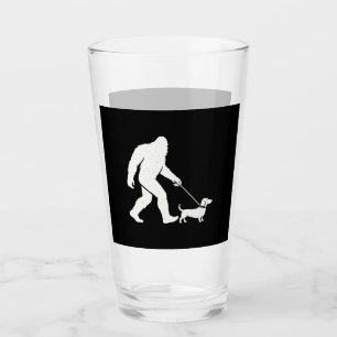 Bigfoot Walking Dachshund Funny Wiener Dog Dad  Glass