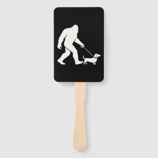 Bigfoot Walking Dachshund Funny Wiener Dog Dad Hand Fan