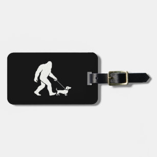 Bigfoot Walking Dachshund Funny Wiener Dog Dad Luggage Tag