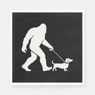 Bigfoot Walking Dachshund Funny Wiener Dog Dad Napkin