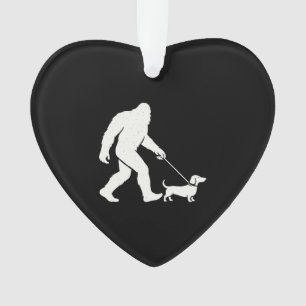 Bigfoot Walking Dachshund Funny Wiener Dog Dad Ornament