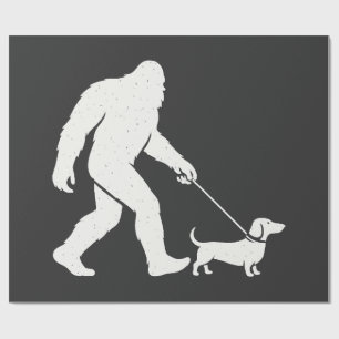 Bigfoot Walking Dachshund Funny Wiener Dog Dad Wrapping Paper