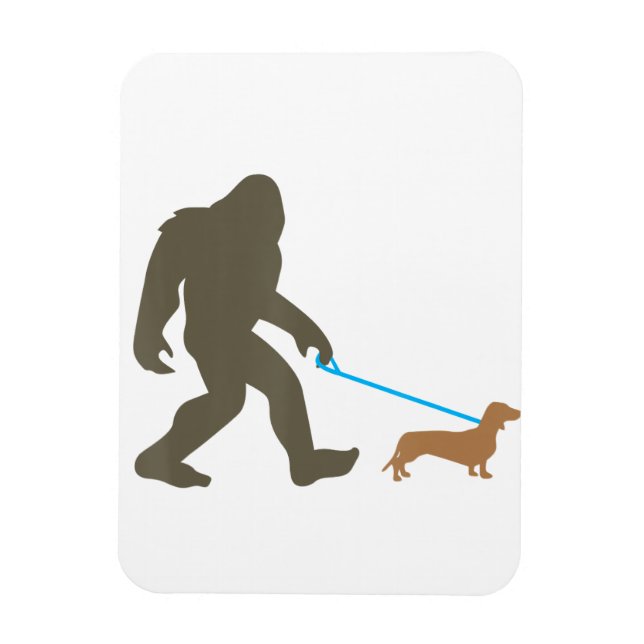 Bigfoot Walking Dachshund Sasquatch Doxie Dog Gift Magnet (Vertical)