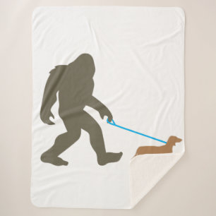Bigfoot Walking Dachshund Sasquatch Doxie Dog Gift Sherpa Blanket