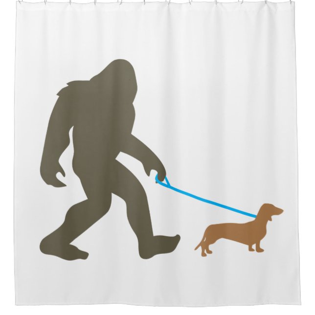 Bigfoot Walking Dachshund Sasquatch Doxie Dog Gift Shower Curtain (Front)
