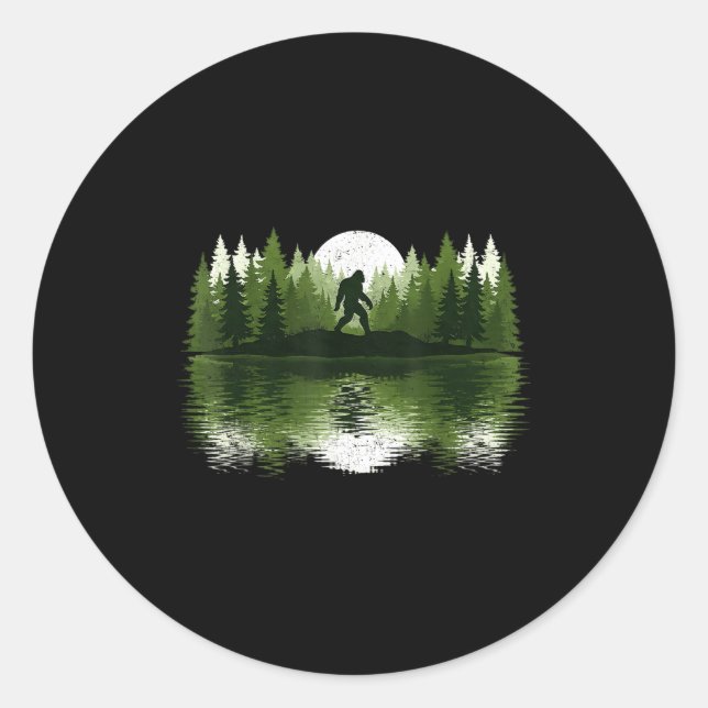 Bigfoot Walking Forest Sasquatch Woods Parks Men W Classic Round Sticker (Front)