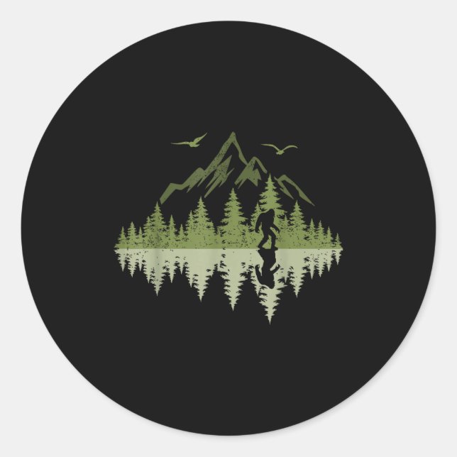 Bigfoot Walking Forest Sasquatch Woods Parks Men W Classic Round Sticker (Front)
