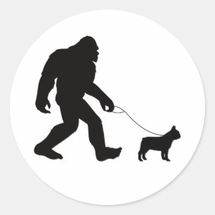 Bigfoot Walking French Bulldog Classic Round Sticker