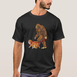 Bigfoot Walking French Bulldog Funny Sasquatch Gif T-Shirt