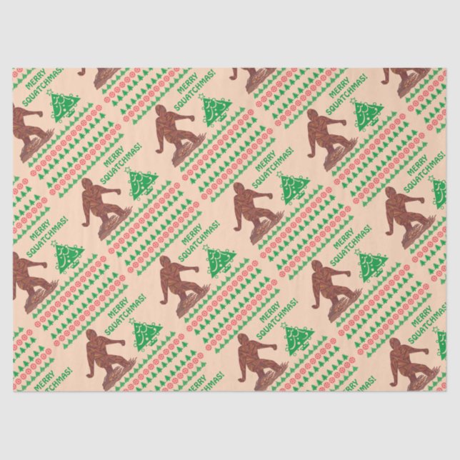 Bigfoot Walking Funny Christmas Holiday Print Tissue Paper (Front)