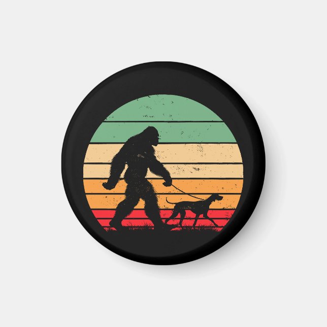 Bigfoot Walking German Shorthaired Pointer Dog Vin Magnet (Front)