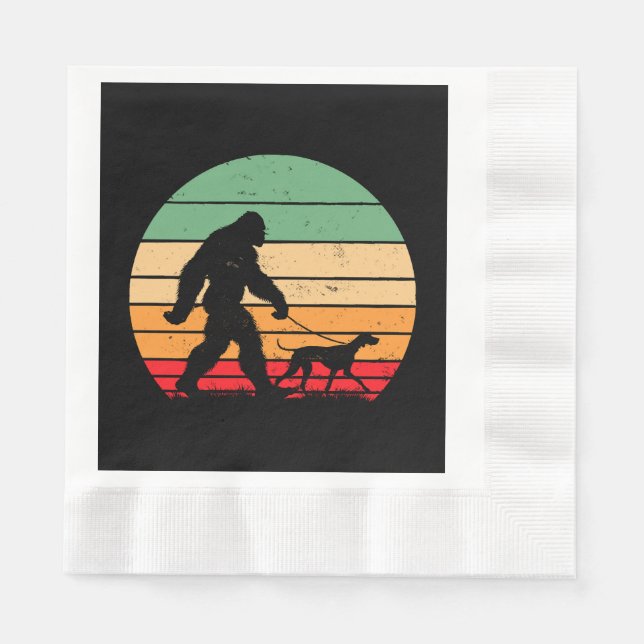 Bigfoot Walking German Shorthaired Pointer Dog Vin Napkin (Front)
