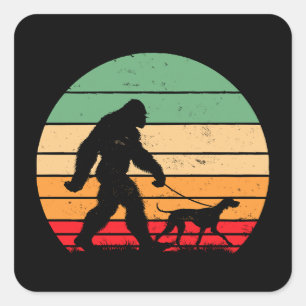 Bigfoot Walking German Shorthaired Pointer Dog Vin Square Sticker