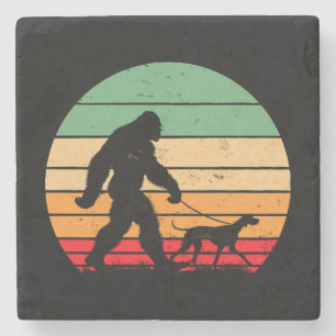 Bigfoot Walking German Shorthaired Pointer Dog Vin Stone Coaster