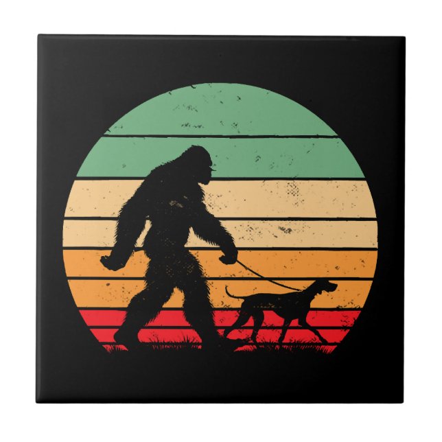 Bigfoot Walking German Shorthaired Pointer Dog Vin Tile (Front)