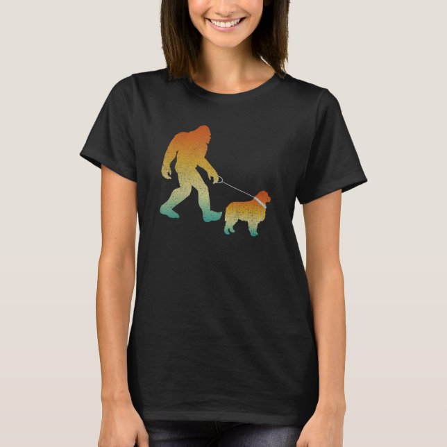 Bigfoot Walking Great Pyrenees Funny Sasquatch Pet T-Shirt (Front)