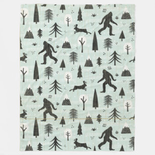 Bigfoot Walking in the Woods Fleece Blanket