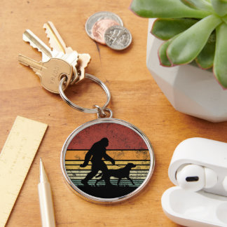 Bigfoot Walking Labrador Retriever Dog Vintage  Key Ring
