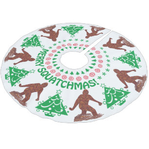 Bigfoot Walking Merry Squatchmas Funny Christmas Brushed Polyester Tree Skirt