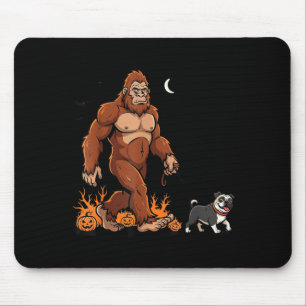 Bigfoot Walking Pug Halloween Dog Sasquatch Funny Mouse Mat