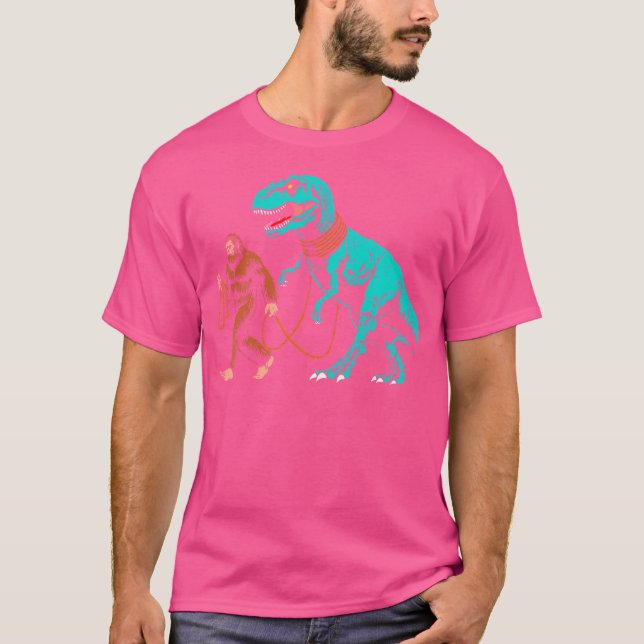 Bigfoot Walking The Dinosaur Sasquatch Walk T Rex  T-Shirt (Front)