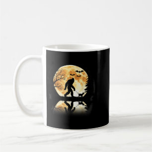 Bigfoot Walking With Dog Funny Halloween Moon Coffee Mug